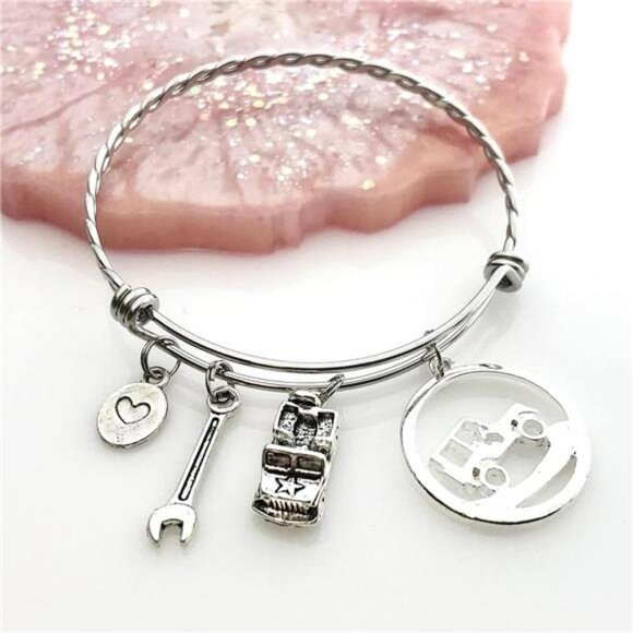 Off Road Charm Bracelet Stainless Steel Wrench 4x4 Jeep Bangle Jewelry Gift - Picture 2 of 4